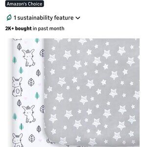 2 Pack Mini Crib Sheets - Stars & Bunny